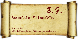 Baumfeld Filomén névjegykártya